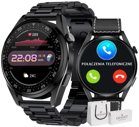 Smartwatch Giewont Vertex SmartCall GW450-2 Carbon/Carbon Leather