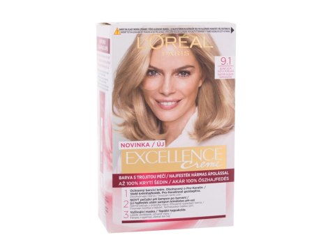 L'Oréal Paris 9,1 Natural Light Ash Blonde Excellence Creme Triple Protection Farba do włosów Włosy blond 48 ml (W) (P2)