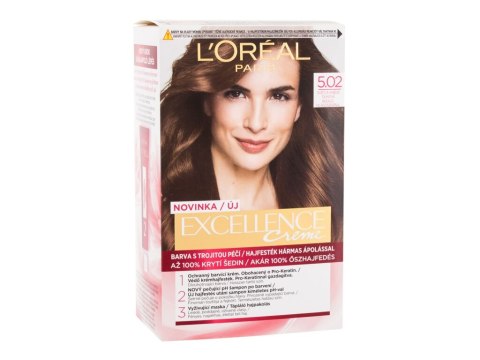 L'Oréal Paris 5,02 Light Brown Excellence Creme Triple Protection Farba do włosów Wszystkie typy włosów 48 ml (W) (P2)