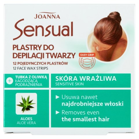 Joanna Sensual plastry do depilacji twarzy Aloes 12szt + tubka z oliwką łagodzącą 10ml (P1)