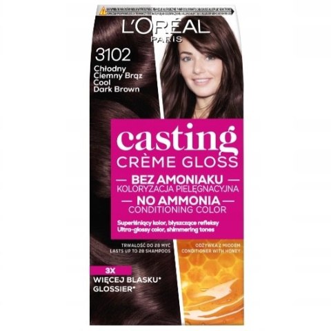 L'Oreal Paris Casting Creme Gloss farba do włosów 3102 Chłodny Ciemny Brąz (P1)