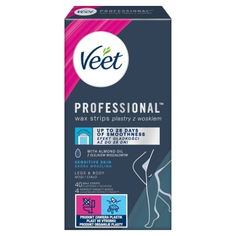 Veet Professional plastry z woskiem skóra wrażliwa 40szt (P1)