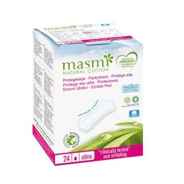 Masmi Pantyliners ultra cienkie wkładki higieniczne o anatomicznym kształcie z bawełny organicznej 24szt (P1)