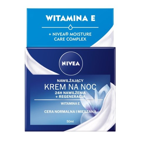 Nivea 24H Nawilżenia + Regeneracja nawilżający krem na noc cera normalna i mieszana 50ml (P1)