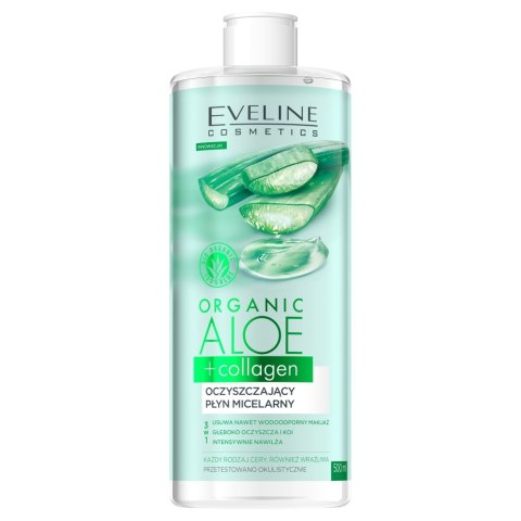 Eveline Cosmetics Organic Aloe + Collagen oczyszczający płyn micelarny 3w1 500ml (P1)