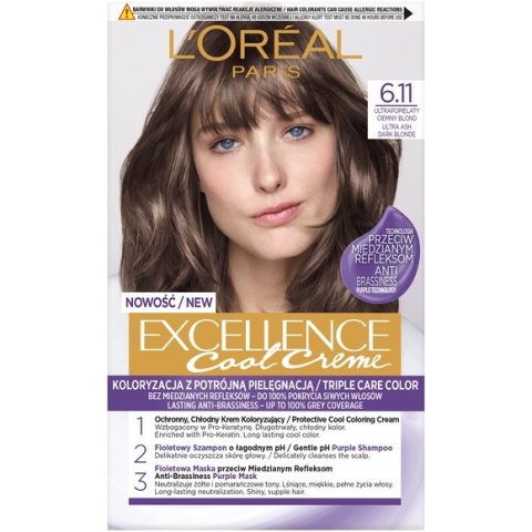 L'Oreal Paris Excellence Cool Creme farba do włosów 6.11 Ultrapopielaty Ciemny Blond (P1)