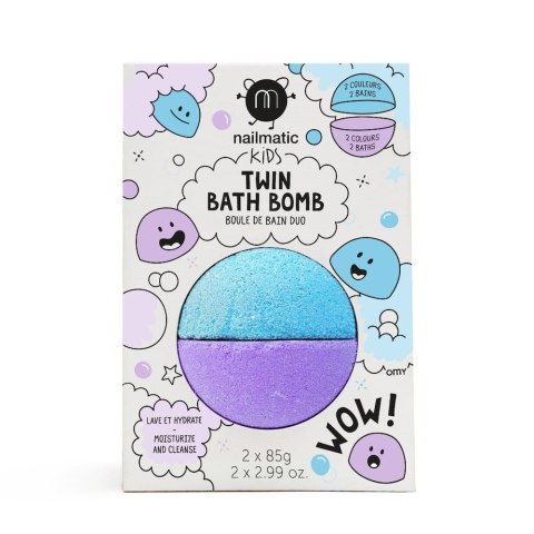 Nailmatic Kids Twin Bath Bomb podwójna kula do kąpieli dla dzieci Blue/Violet 170g (P1)