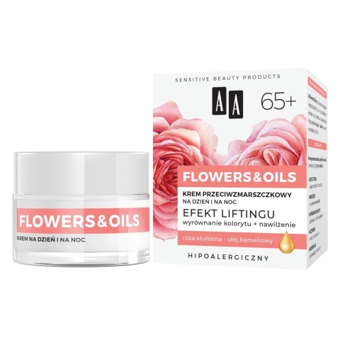 AA FlowersOils 65+ Efekt Liftingu krem przeciwzmarszczkowy na dzień i na noc 50ml (P1)