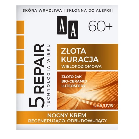 AA Technologia Wieku 5Repair 60+ Złota Kuracja nocny krem regenerująco-odbudowujący 50ml (P1)