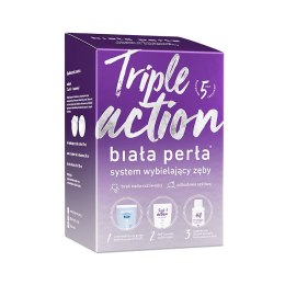 Biała Perła Zestaw Triple Action do wybielania zębów w domu wybielająca pasta do zębów 30ml + wybielający żel 50ml + płyn do płu