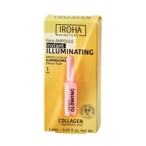 IROHA nature Instant Flash Illuminating Face Ampoule rozświetlająca ampułka do twarzy z kolagenem i kwasem hialuronowym 1.5ml (P