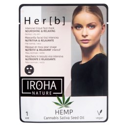 IROHA nature Nourishing Relaxing Tissue Face Mask intensywnie odżywczo-relaksacyjna maseczka w płachcie do twarzy Cannabis 20g 