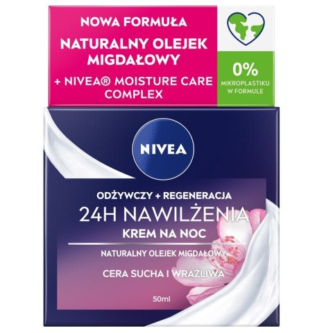 Nivea 24H Nawilżenia+Regeneracja odżywczy krem na noc cera sucha i wrażliwa 50ml (P1)