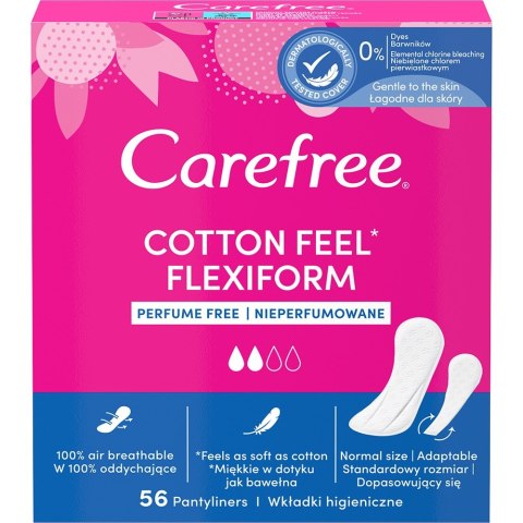 Carefree Cotton Feel Flexiform wkładki higieniczne nieperfumowane 56szt (P1)