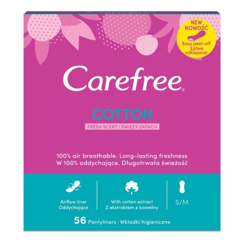 Carefree Cotton wkładki higieniczne świeży zapach 56szt (P1)