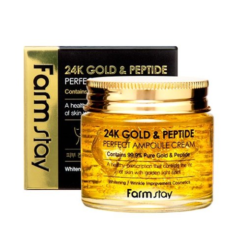 FarmStay 24K Gold Peptide Perfect Ampoule Cream ampułka do twarzy z 24-karatowym złotem i peptydami 80ml (P1)