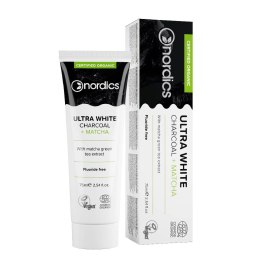 Nordics Ultra White Organic Toothpaste pasta do zębów bez fluoru z węglem Charcoal + Matcha 75ml (P1)