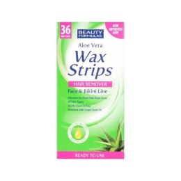 Beauty Formulas Wax Strips Hair Remover plastry do depilacji twarzy i okolic bikini Aloe Vera 36szt. (P1)