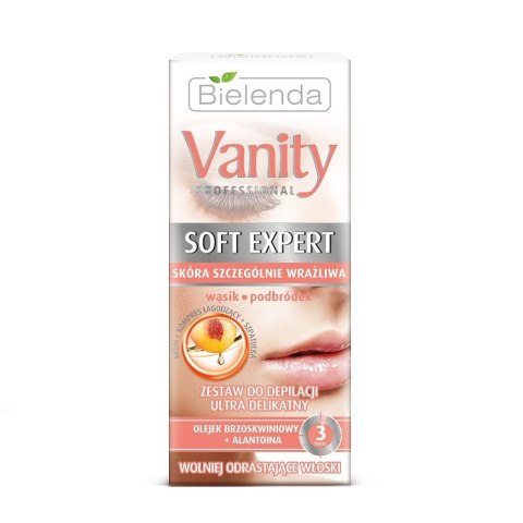 Bielenda Vanity Professional Soft Expert zestaw do depilacji twarzy ultra delikatny krem 15ml + kompres 10ml + szpatułka (P1)