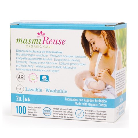 Masmi Reuse Organic Care wkładki laktacyjne wielorazowe z bawełny organicznej 2szt (P1)