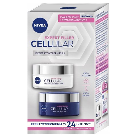 Nivea Cellular Expert Filler zestaw przeciwzmarszczkowy krem na dzień 50ml + przeciwzmarszczkowy krem na noc 50ml (P1)