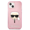 Karl Lagerfeld Karl's Head Glitter - Etui iPhone 13 Mini (różowy)