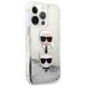 Karl Lagerfeld Liquid Glitter Karl & Choupette Head - Etui iPhone 13 Pro Max (srebrny)