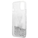 Karl Lagerfeld Liquid Glitter Karl & Choupette Head - Etui iPhone 13 mini (srebrny)