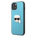 Karl Lagerfeld PU Leather Karl's Head Metal - Etui iPhone 13 mini (niebieski)