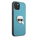 Karl Lagerfeld PU Leather Karl's Head Metal - Etui iPhone 13 mini (niebieski)