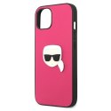 Karl Lagerfeld PU Leather Karl's Head Metal - Etui iPhone 13 mini (różowy)