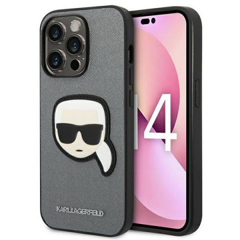 Karl Lagerfeld Saffiano Karl Head Patch Case - Etui iPhone 14 Pro Max (srebrny)