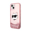 Karl Lagerfeld Liquid Glitter NFT Choupette Head - Etui iPhone 14 Plus (różowy)