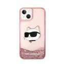 Karl Lagerfeld Liquid Glitter NFT Choupette Head - Etui iPhone 14 Plus (różowy)