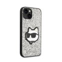 Karl Lagerfeld NFT Glitter Choupette Patch - Etui iPhone 14 Plus (srebrny)