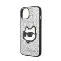 Karl Lagerfeld NFT Glitter Choupette Patch - Etui iPhone 14 Plus (srebrny)