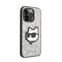 Karl Lagerfeld NFT Glitter Choupette Patch - Etui iPhone 14 Pro Max (srebrny)