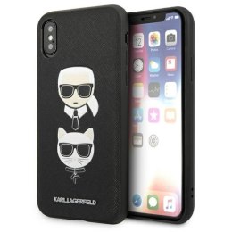 Karl Lagerfeld Saffiano Karl & Choupette Heads - Etui iPhone Xs / X (czarny)