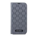 Karl Lagerfeld Booktype Saffiano Monogram - Etui iPhone 14 Pro Max (Srebrny)