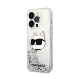 Karl Lagerfeld Liquid Glitter NFT Choupette Head - Etui iPhone 14 Pro Max (srebrny)