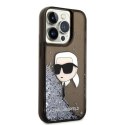 Karl Lagerfeld Liquid Glitter NFT Karl's Head - Etui iPhone 14 Pro (czarny)