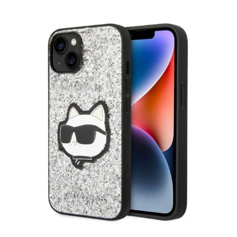 Karl Lagerfeld NFT Glitter Choupette Patch - Etui iPhone 14 (srebrny)