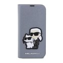 Karl Lagerfeld Booktype NFT Saffiano Karl & Choupette - Etui iPhone 14 Pro Max (Srebrny)