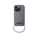 Karl Lagerfeld Saffiano Monogram Chain - Etui iPhone 14 Pro (Srebrny)