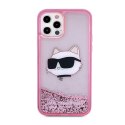 Karl Lagerfeld Liquid Glitter NFT Choupette Head - Etui iPhone 12 / iPhone 12 Pro (różowy)