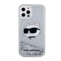 Karl Lagerfeld Liquid Glitter NFT Choupette Head - Etui iPhone 12 / iPhone 12 Pro (srebrny)