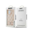 DKNY Leather Checkered Mono Pattern & Printed Stripes - Etui iPhone 15 Pro Max (różowy)