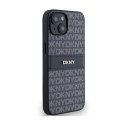 DKNY Leather Mono Stripe & Metal Logo - Etui iPhone 14 / 15 / 13 (czarny)