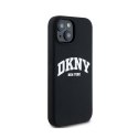 DKNY Liquid Silicone White Printed Logo MagSafe - Etui iPhone 14 / 15 / 13 (czarny)