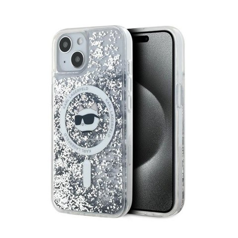 Karl Lagerfeld Liquid Glitter Choupette Head MagSafe - Etui iPhone 14 / 15 / 13 (przezroczysty)